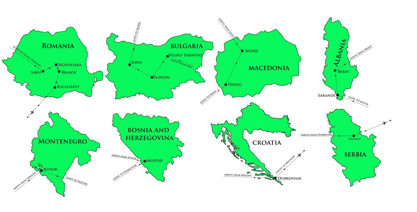 Map of Egypt itinerary